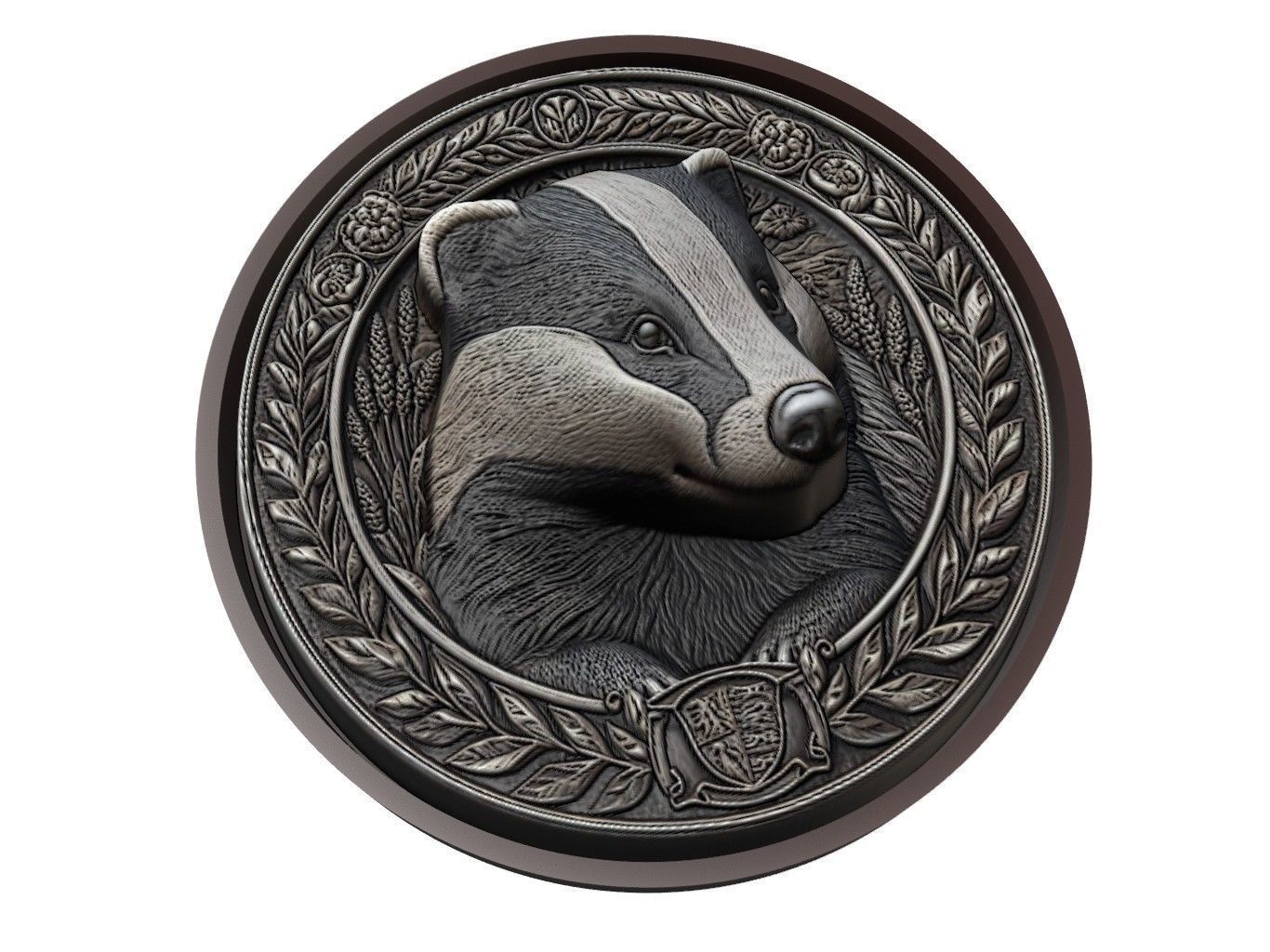 Badger Animal Medallion 3D print model_1