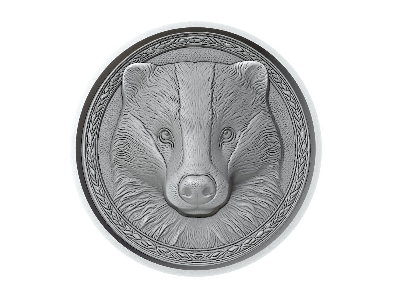 Badger Animal Medallion 3D print model_2