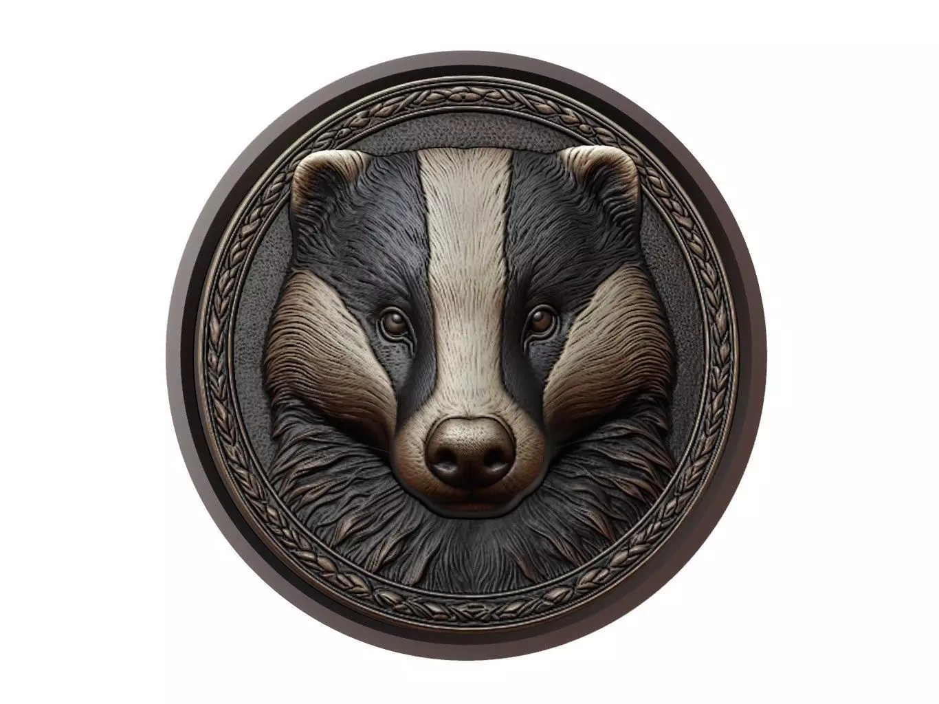 Badger Animal Medallion 3D print model_0