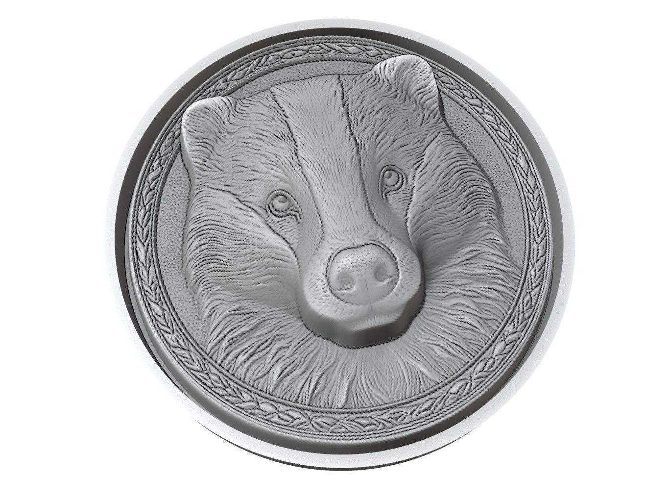 Badger Animal Medallion 3D print model_3