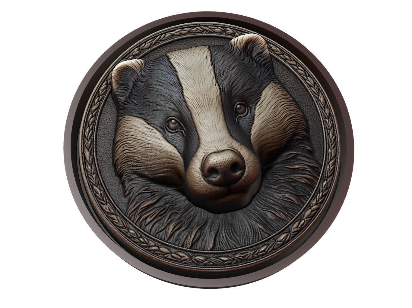Badger Animal Medallion 3D print model_1