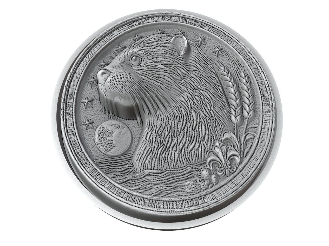 Otter Animal Medallion 3D print model_3