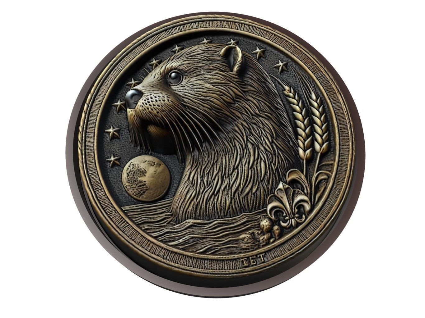 Otter Animal Medallion 3D print model_1
