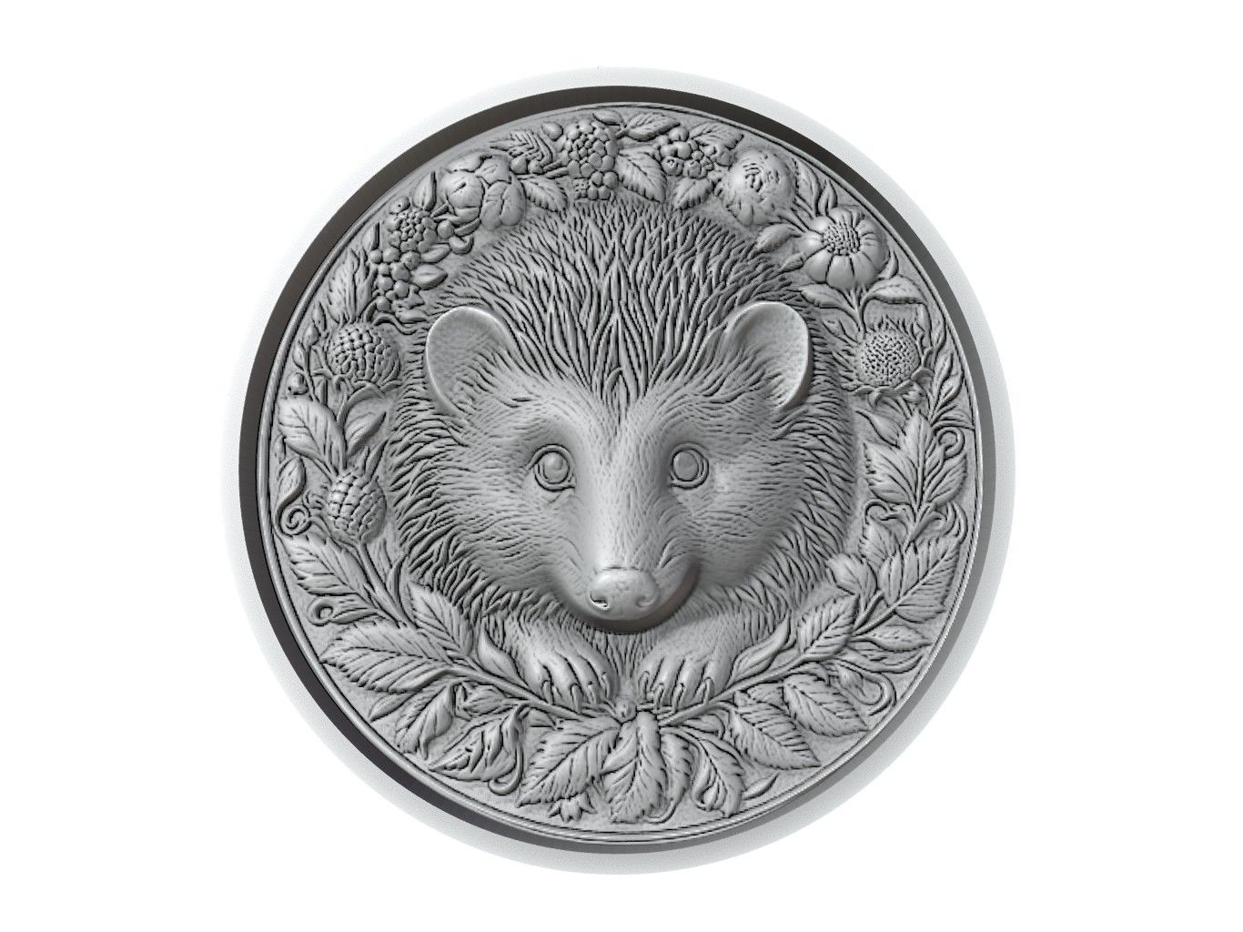 Hedgehog Animal Medallion 3D print model_2