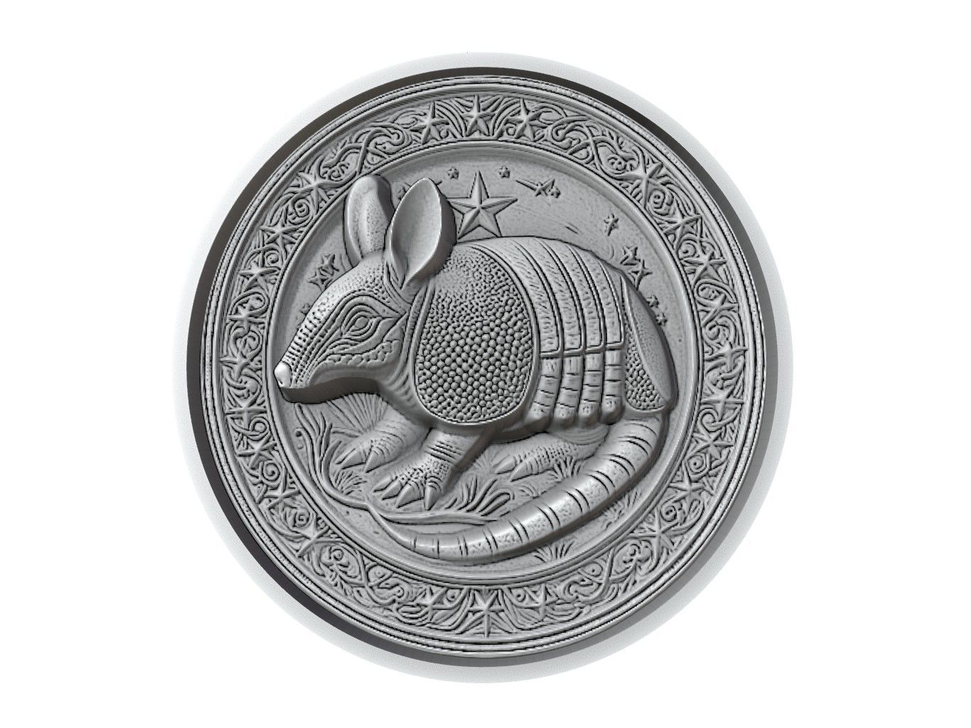 Armadillo Animal Medallion 3D print model_2