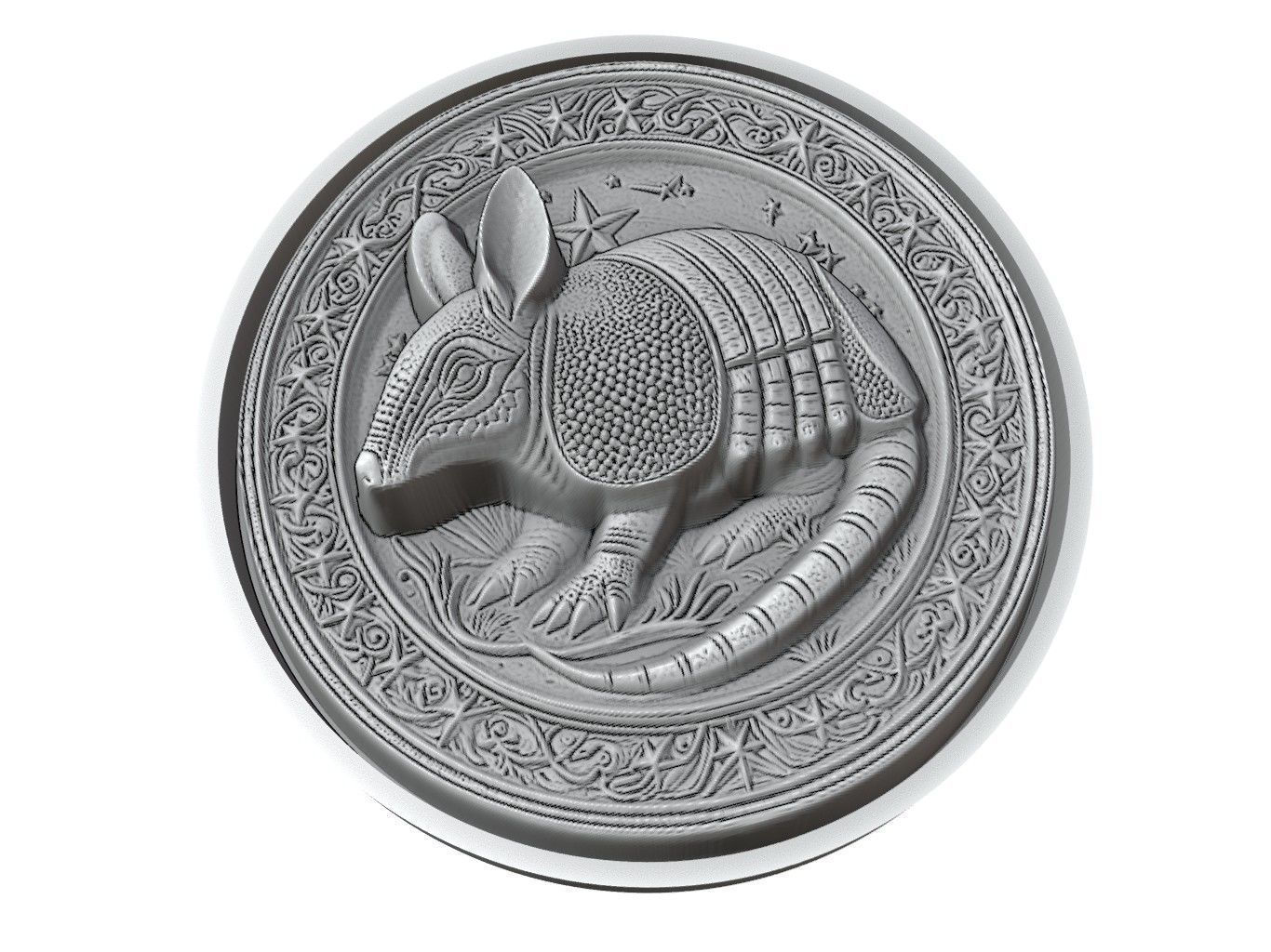 Armadillo Animal Medallion 3D print model_3