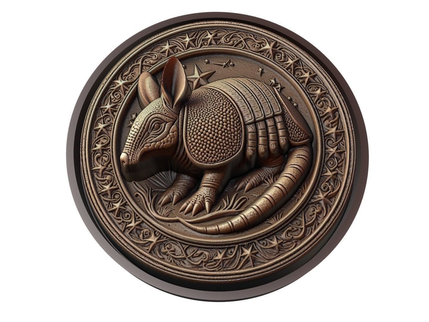 Armadillo Animal Medallion 3D print model_1