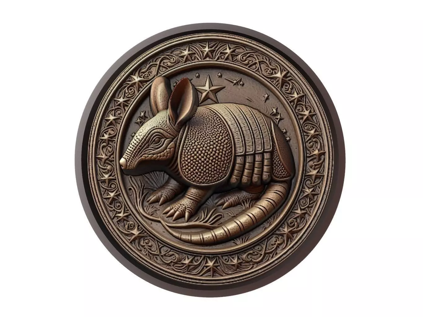 Armadillo Animal Medallion 3D print model_0