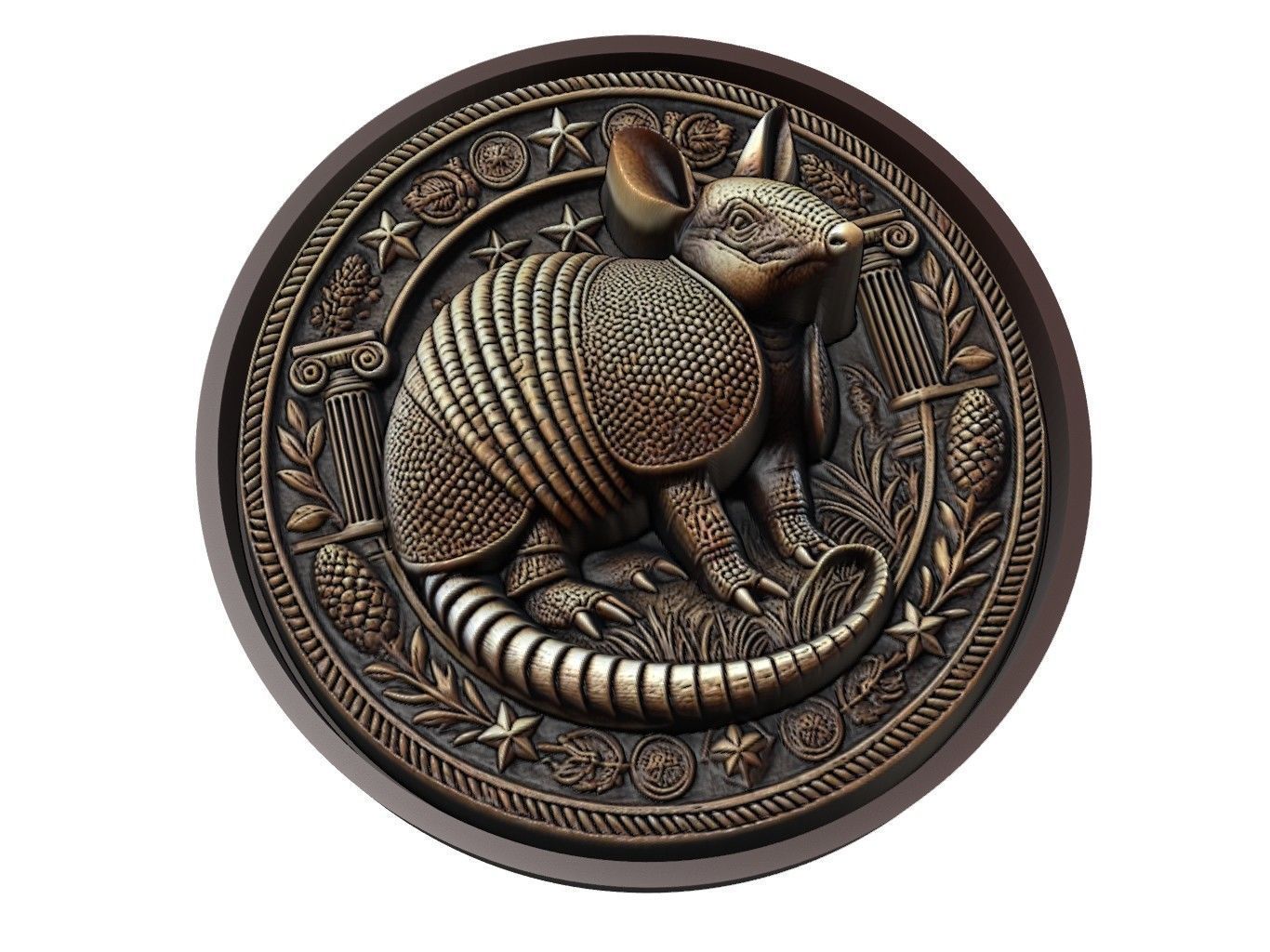 Armadillo Animal Medallion 3D print model_1