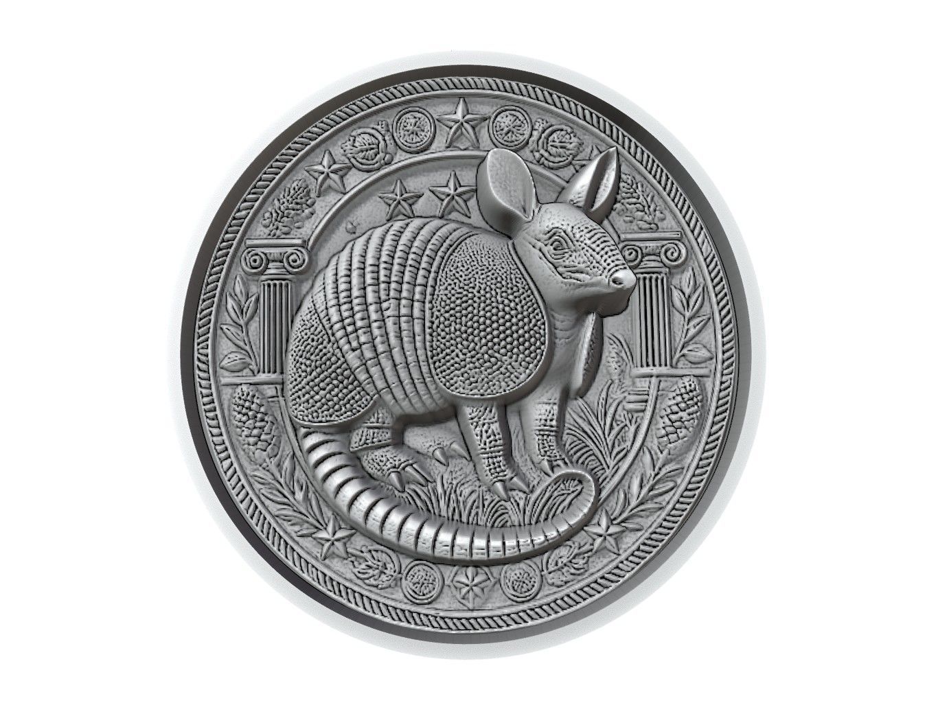 Armadillo Animal Medallion 3D print model_2