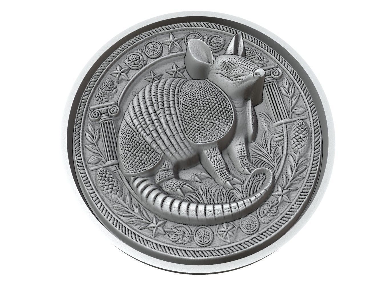 Armadillo Animal Medallion 3D print model_3