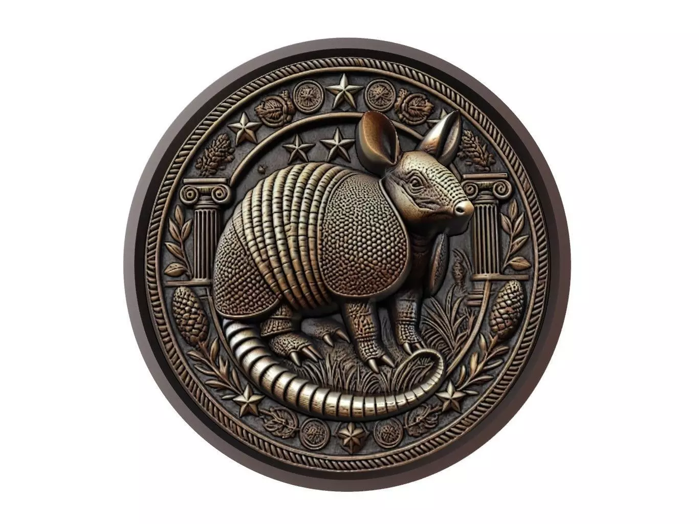 Armadillo Animal Medallion 3D print model_0