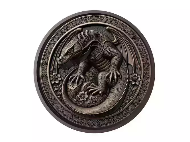 Komodo Dragon Animal Medallion 3D print model
