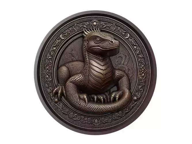 Komodo Dragon Animal Medallion 3D print model