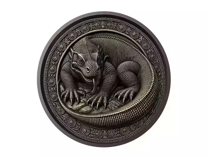 Komodo Dragon Animal Medallion 3D print model