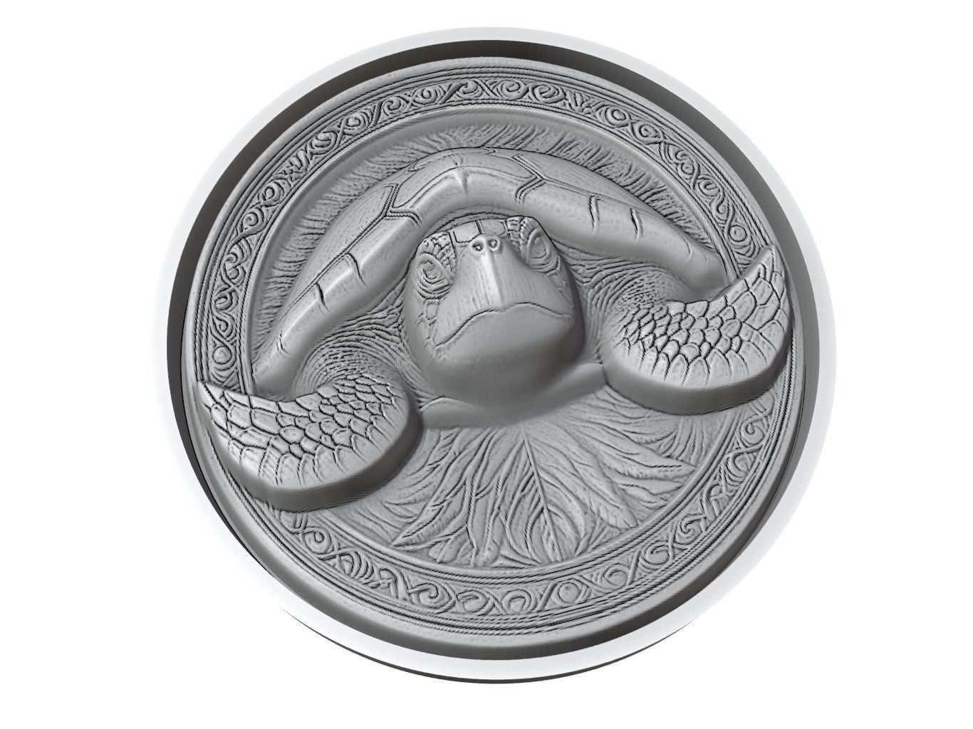 Leatherback Turtle Animal Medallion 3D print model_3