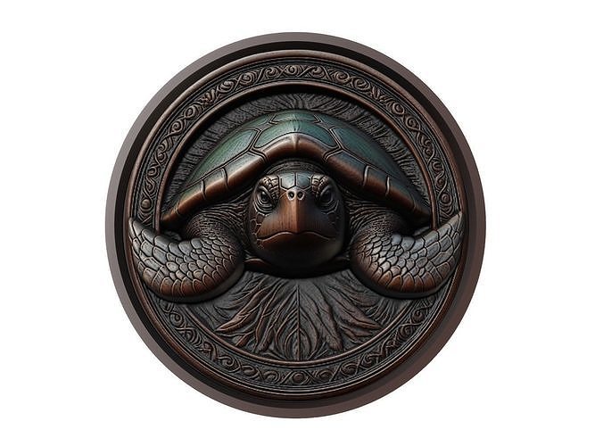 Leatherback Turtle Animal Medallion 3D print model