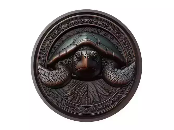 Leatherback Turtle Animal Medallion 3D print model