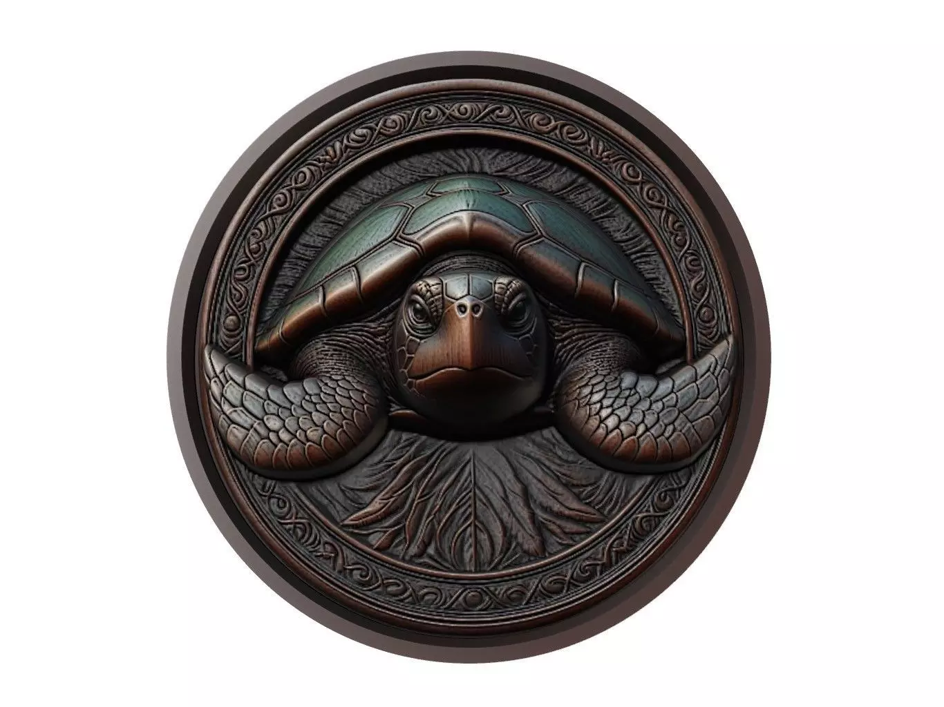 Leatherback Turtle Animal Medallion 3D print model_0
