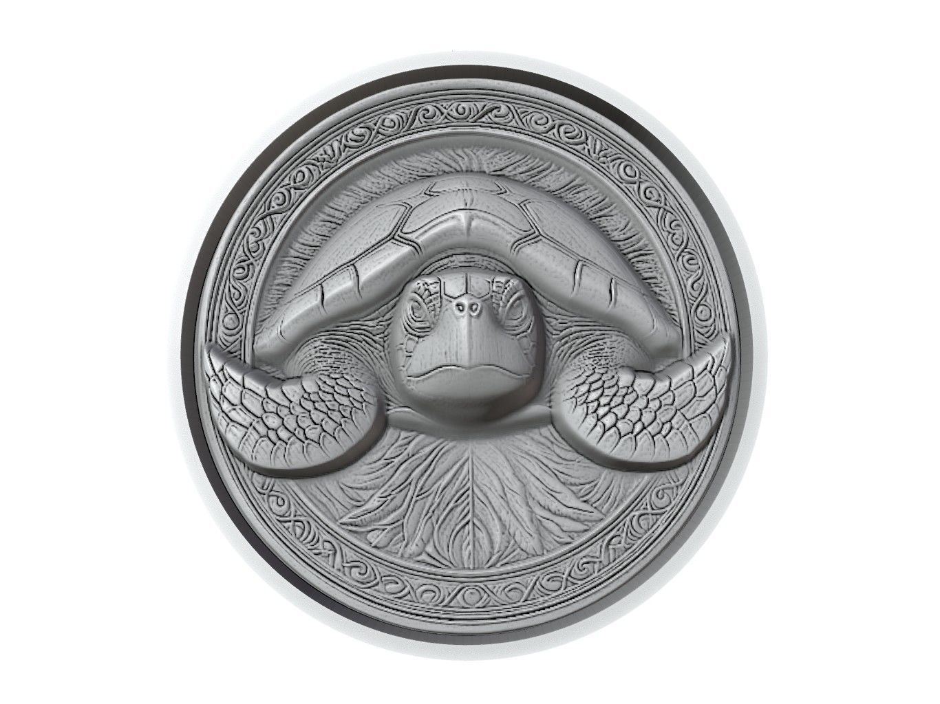 Leatherback Turtle Animal Medallion 3D print model_2