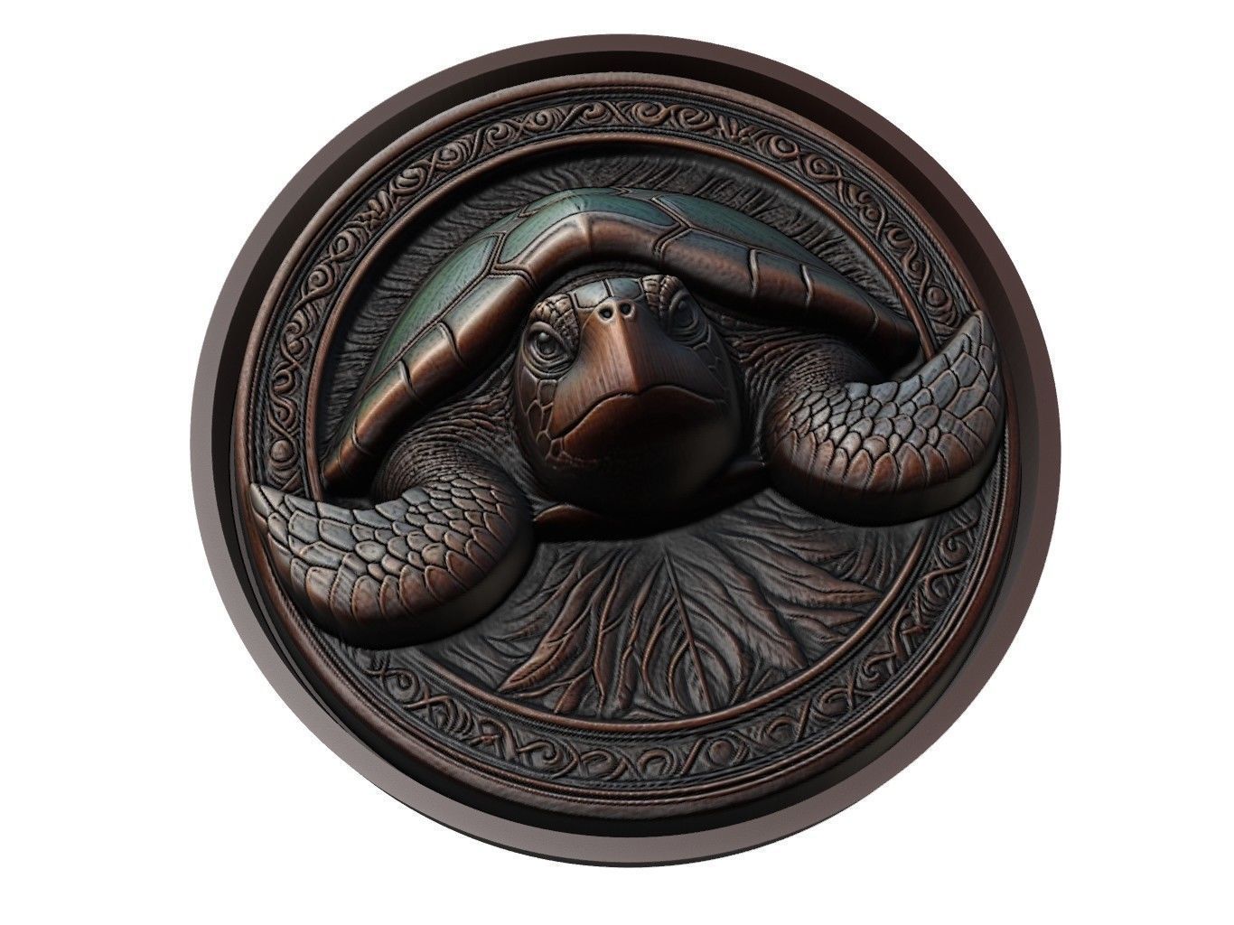 Leatherback Turtle Animal Medallion 3D print model_1