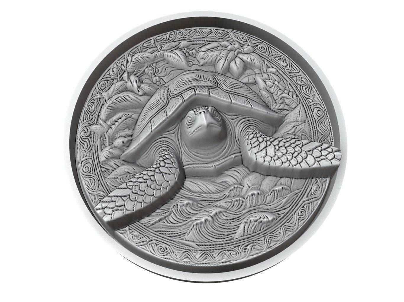 Box Turtle Animal Medallion 3D print model_3