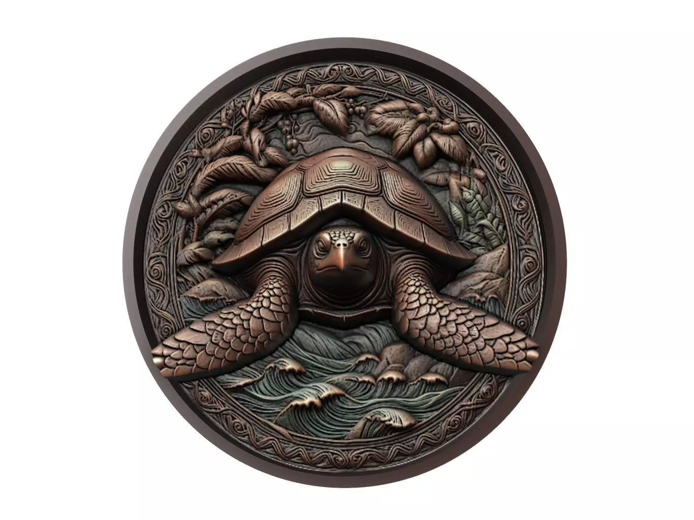 Box Turtle Animal Medallion 3D print model_0