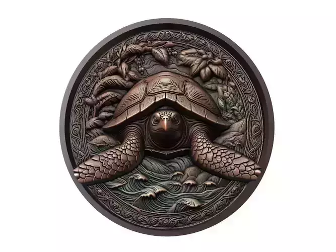 Box Turtle Animal Medallion 3D print model