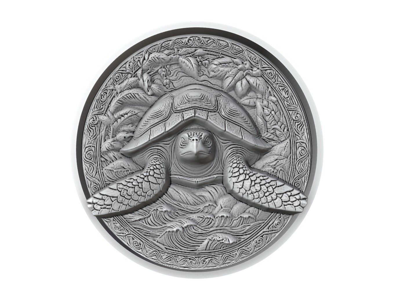 Box Turtle Animal Medallion 3D print model_2