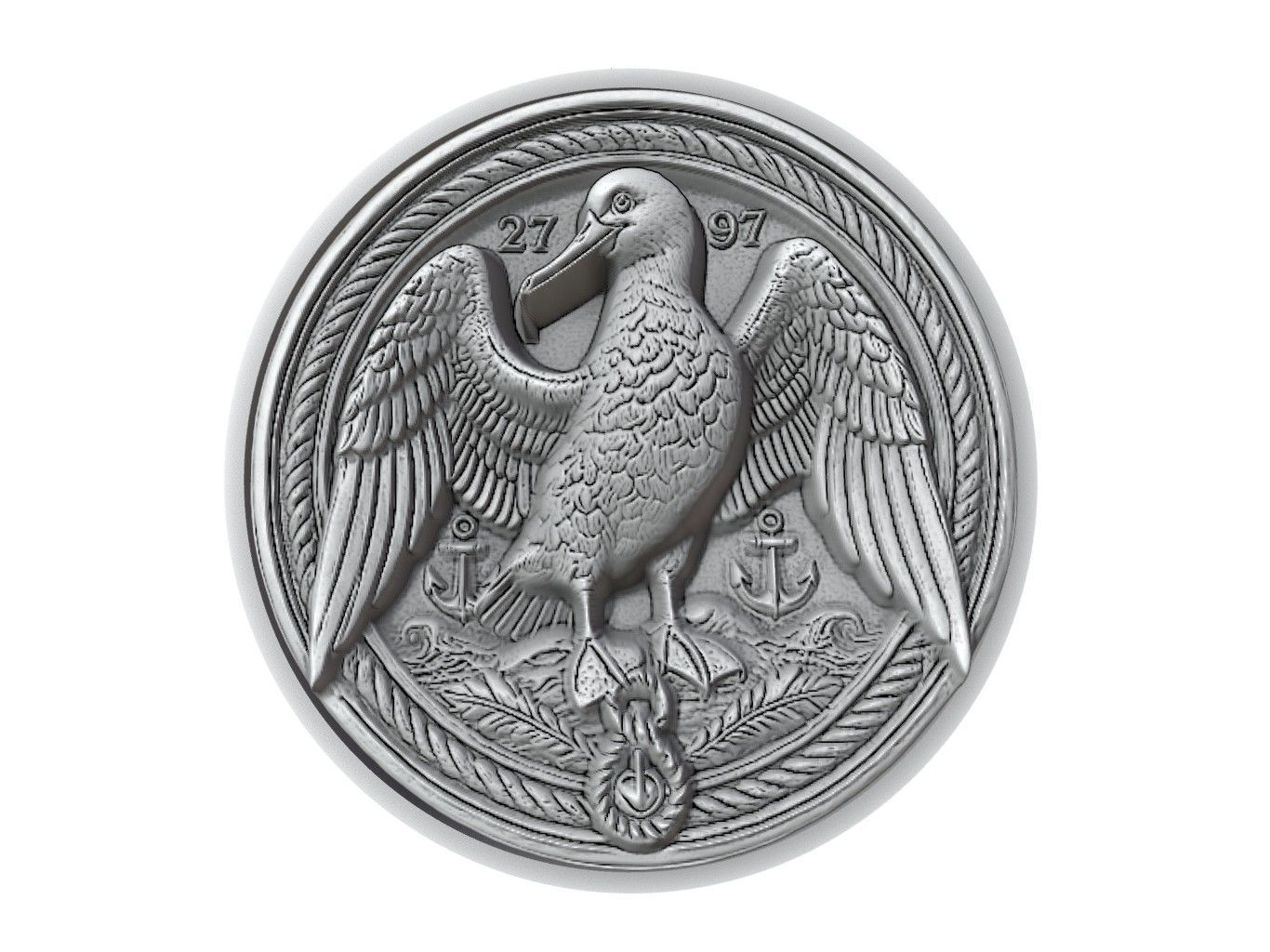Albatross Animal Medallion 3D print model_2