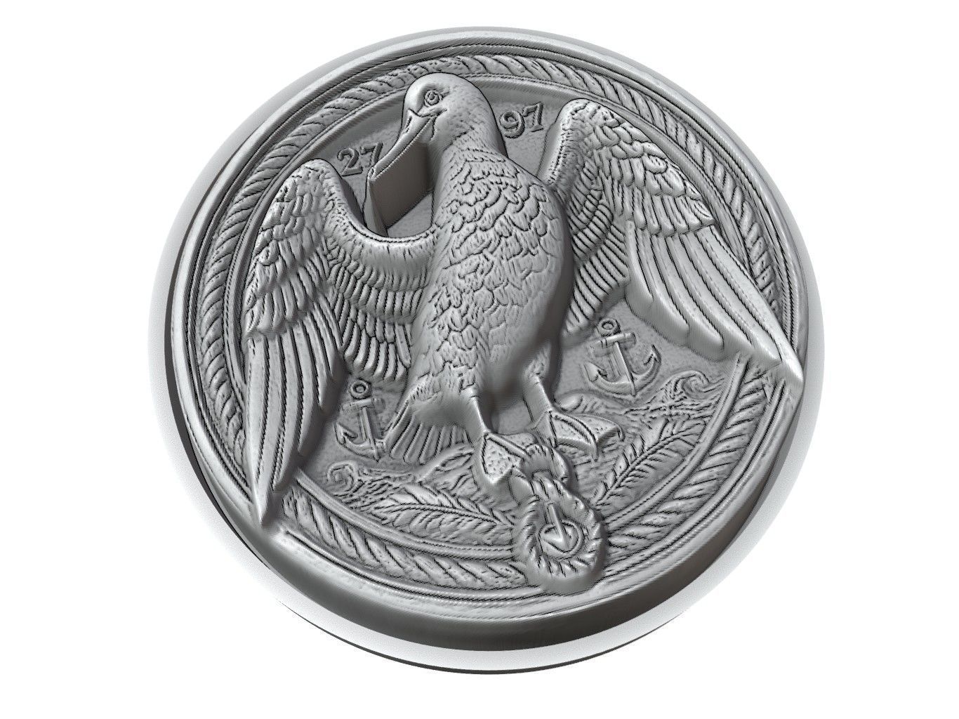 Albatross Animal Medallion 3D print model_3