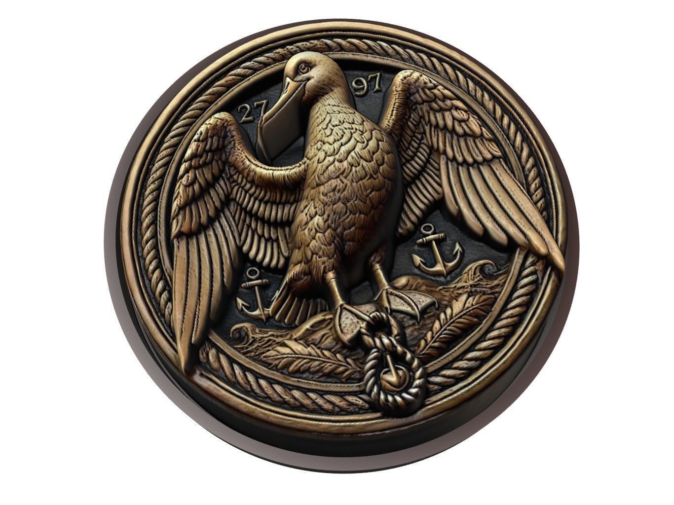 Albatross Animal Medallion 3D print model_1