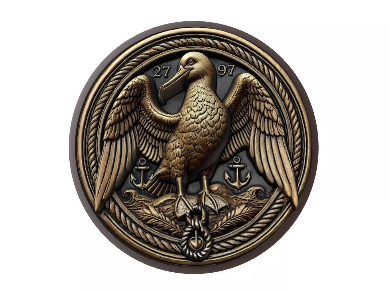 Albatross Animal Medallion 3D print model_0