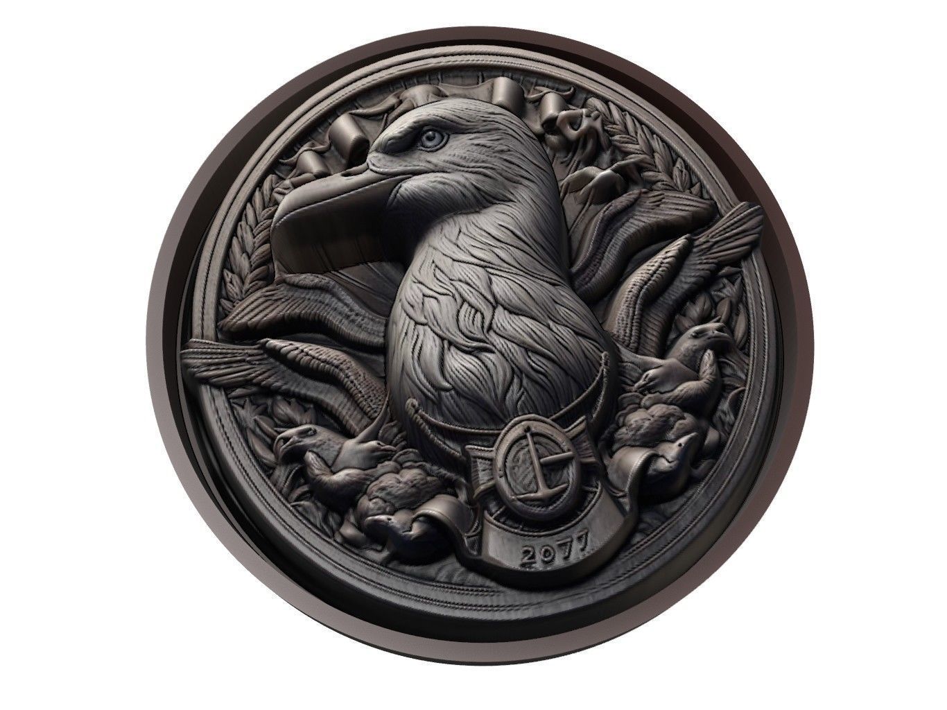 Albatross Animal Medallion 3D print model_1