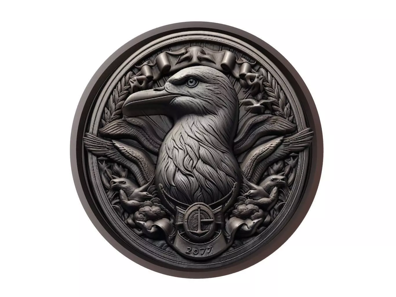 Albatross Animal Medallion 3D print model_0