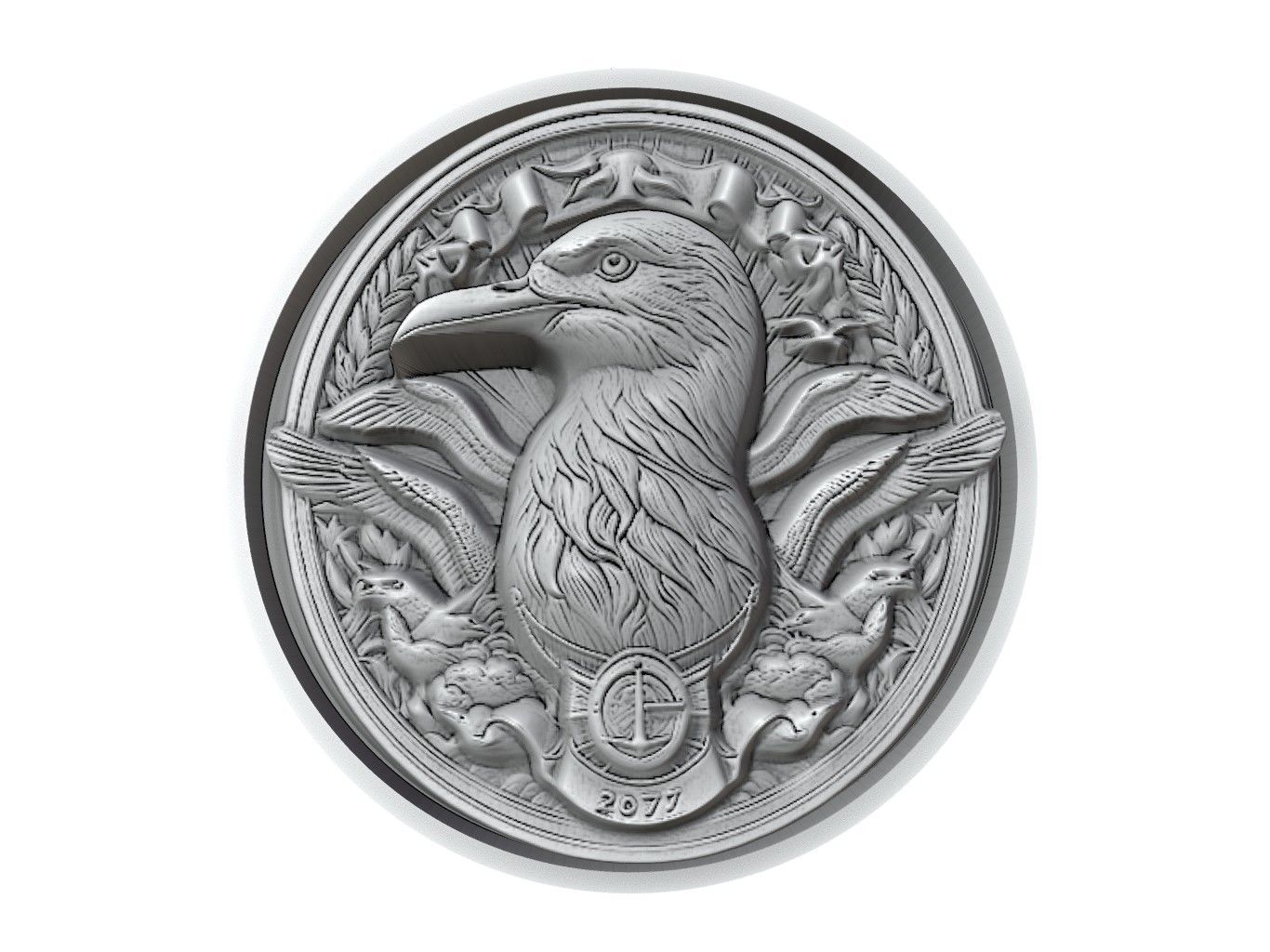 Albatross Animal Medallion 3D print model_2