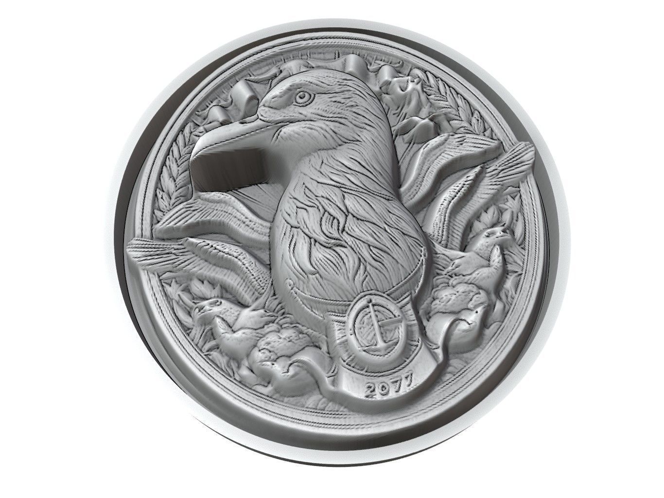 Albatross Animal Medallion 3D print model_3