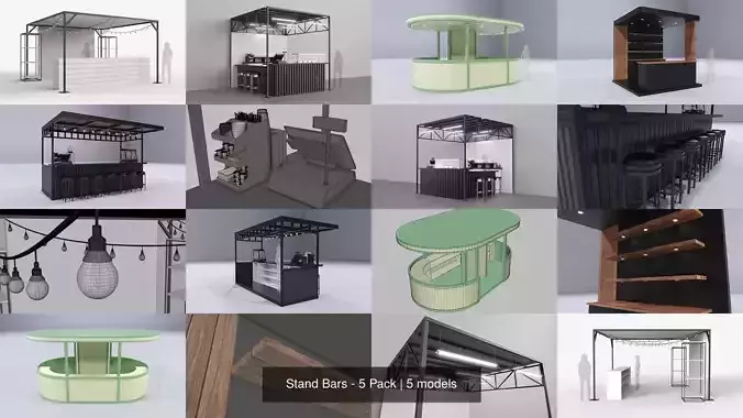 Stand Bars - 5 Pack 3D Model Collection