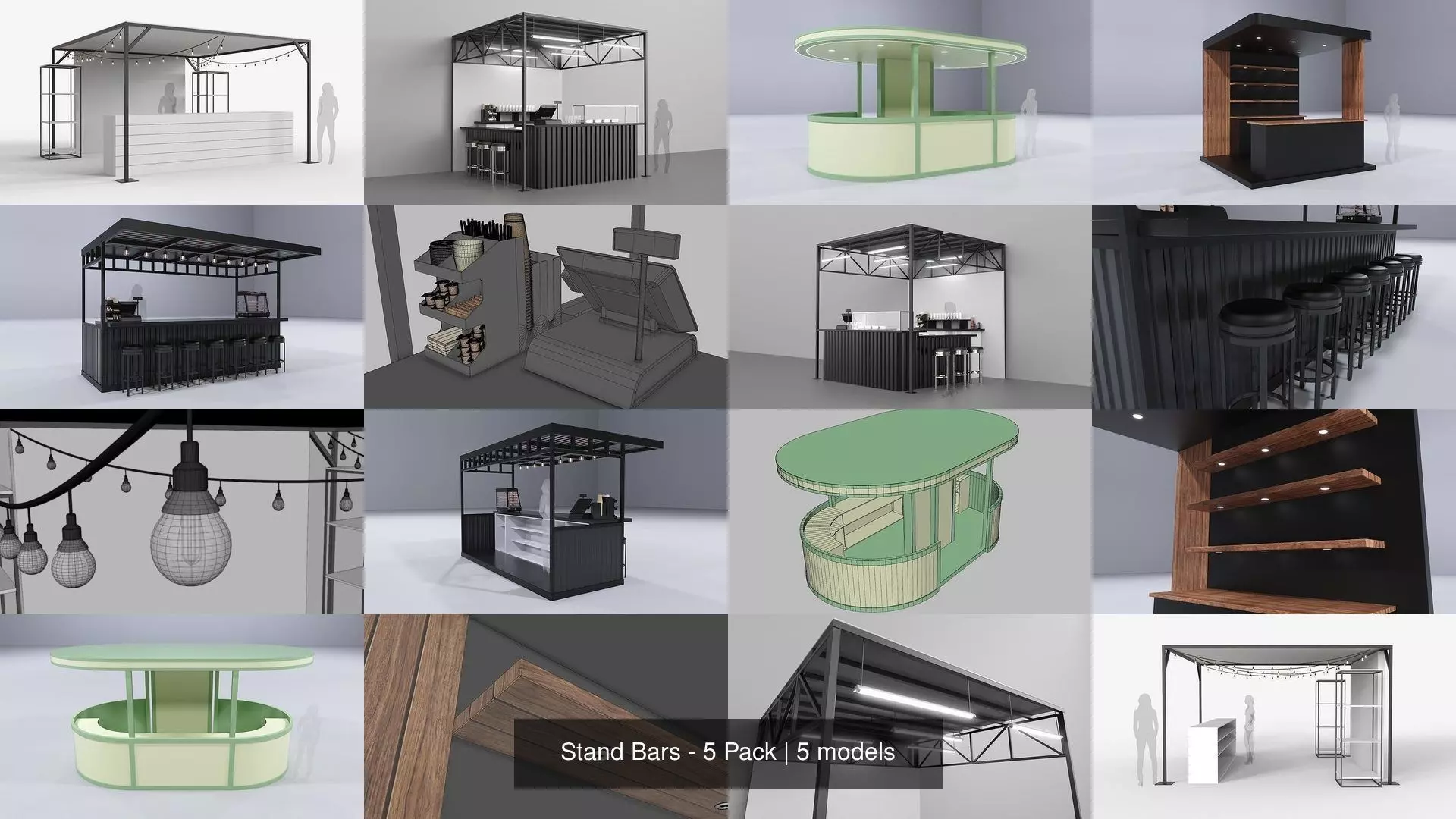 Stand Bars - 5 Pack 3D Model Collection_0