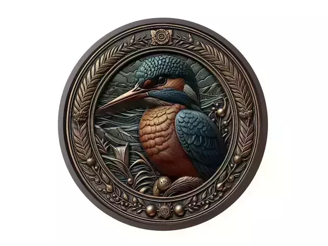 Kingfisher Animal Medallion 3D print model
