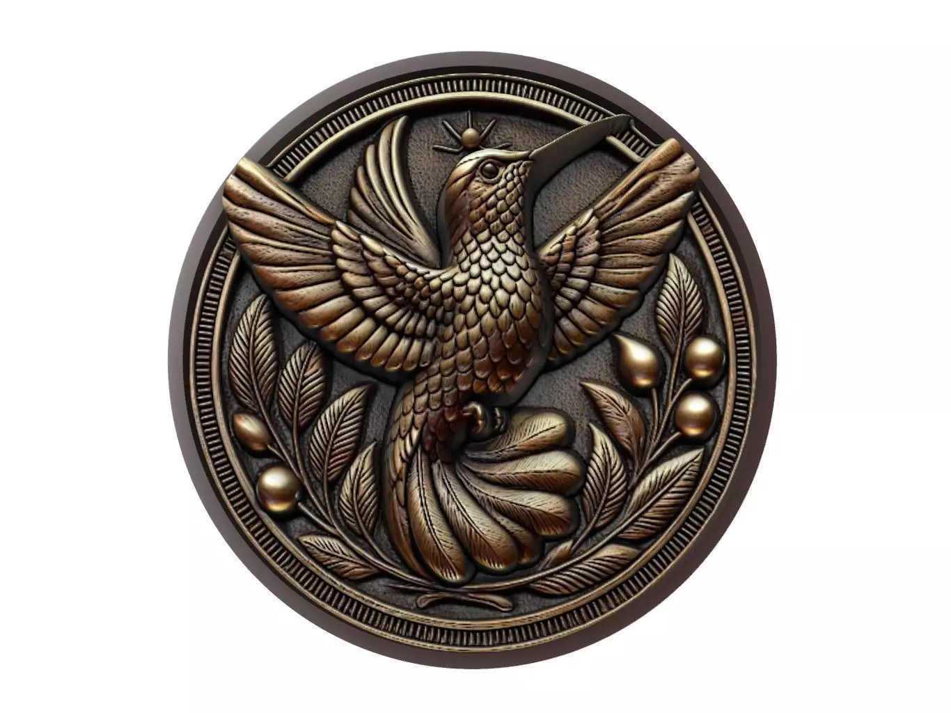 Hummingbird Animal Medallion 3D print model_0