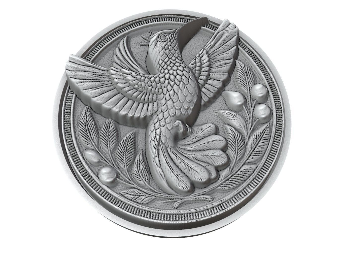 Hummingbird Animal Medallion 3D print model_3