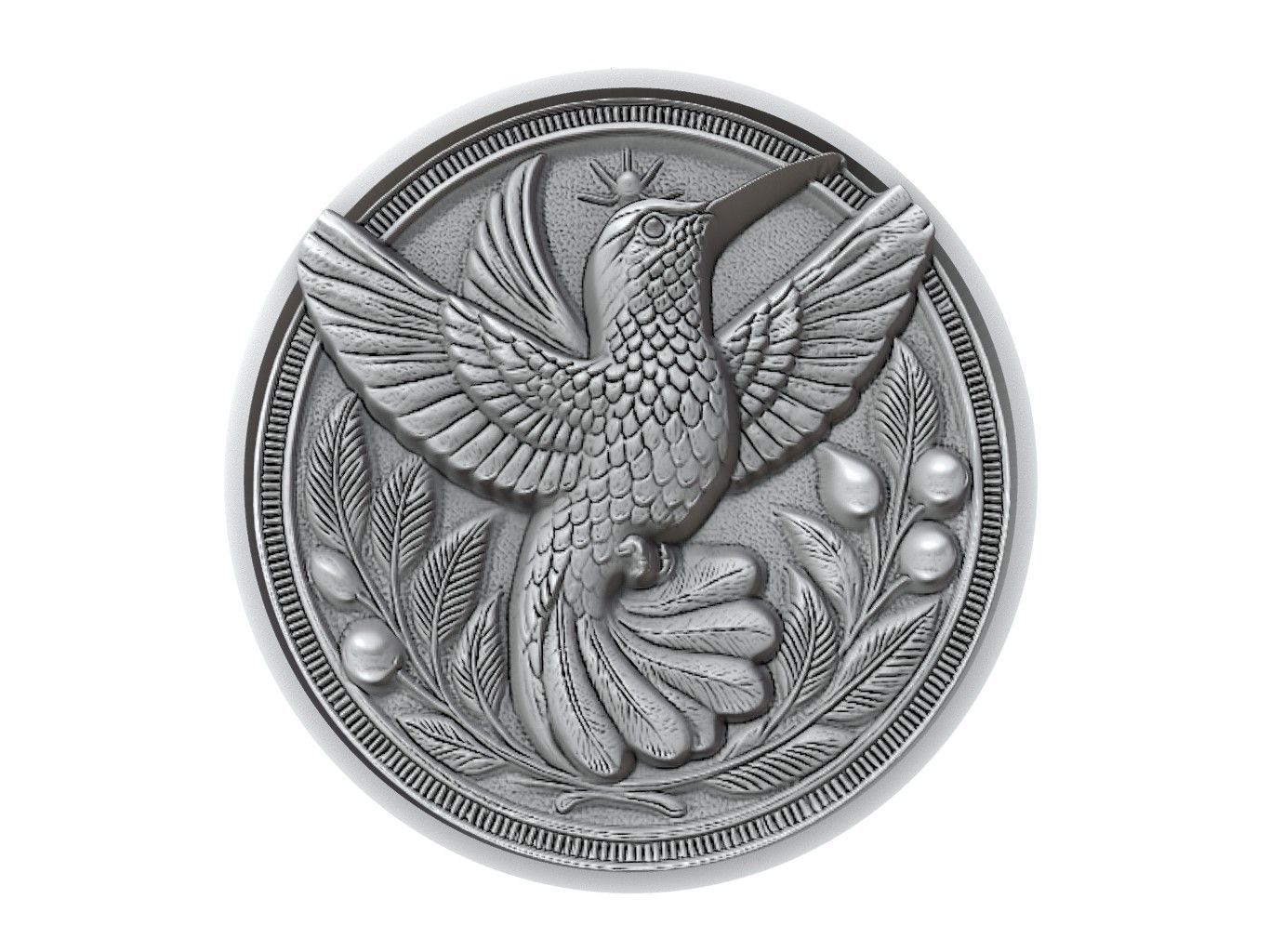 Hummingbird Animal Medallion 3D print model_2