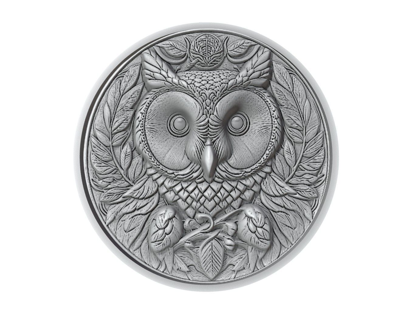 Barn Owl Animal Medallion 3D print model_2