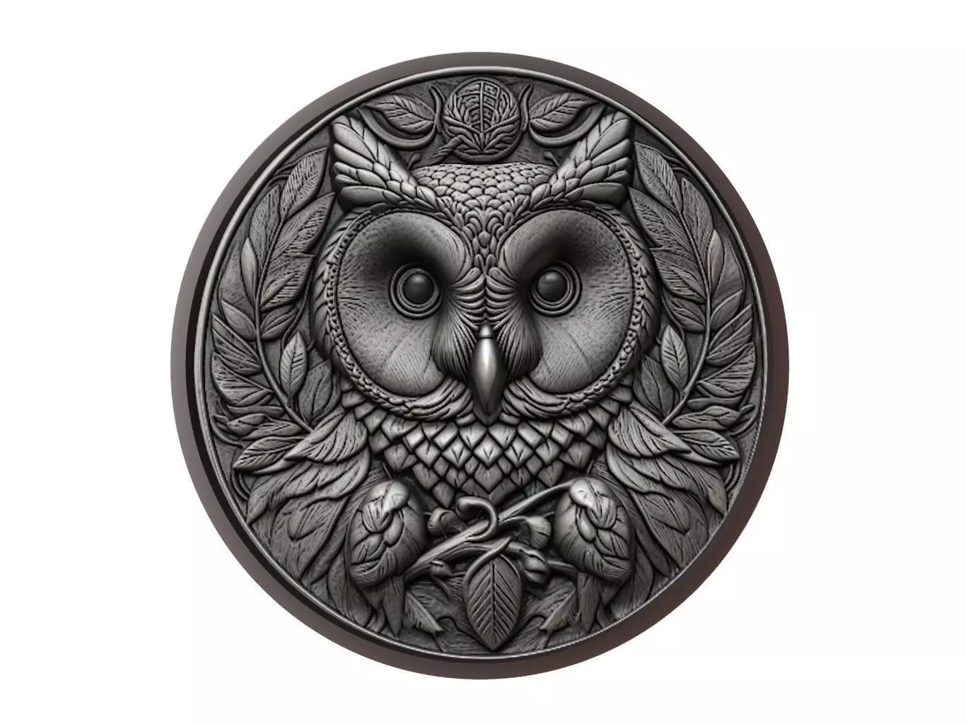 Barn Owl Animal Medallion 3D print model_0