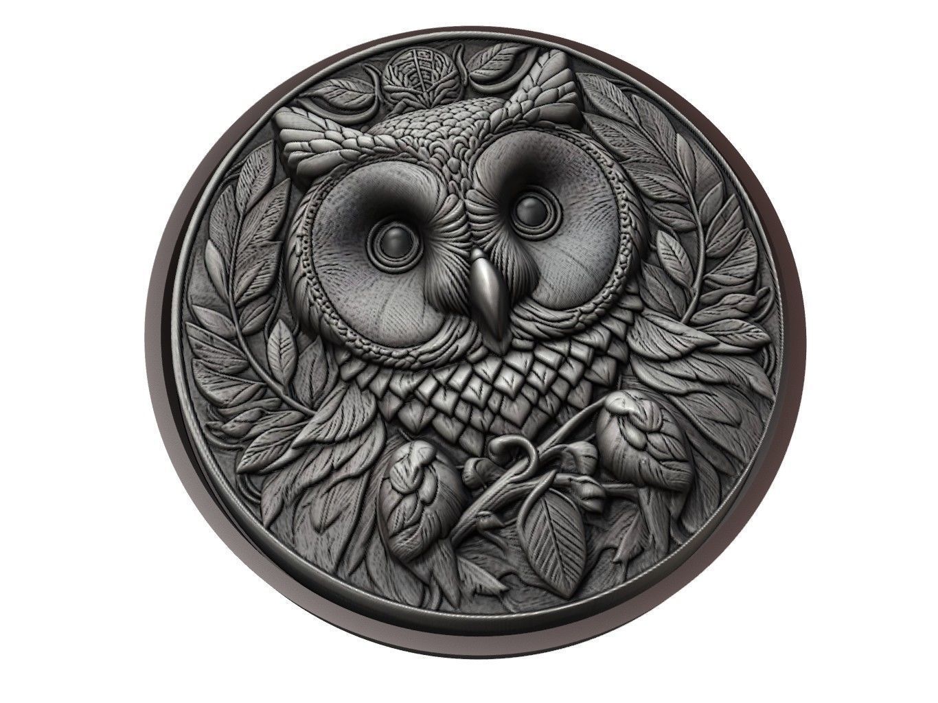 Barn Owl Animal Medallion 3D print model_1