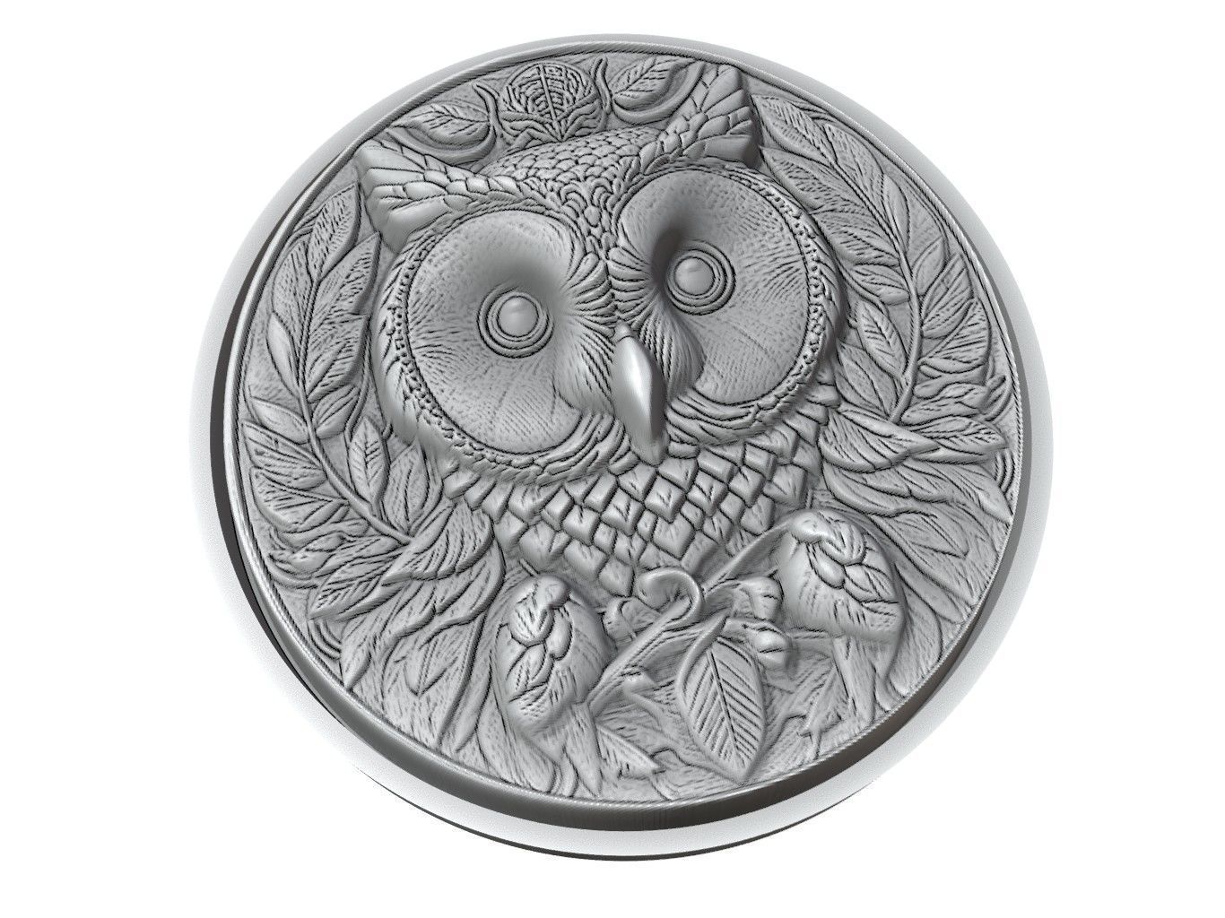 Barn Owl Animal Medallion 3D print model_3