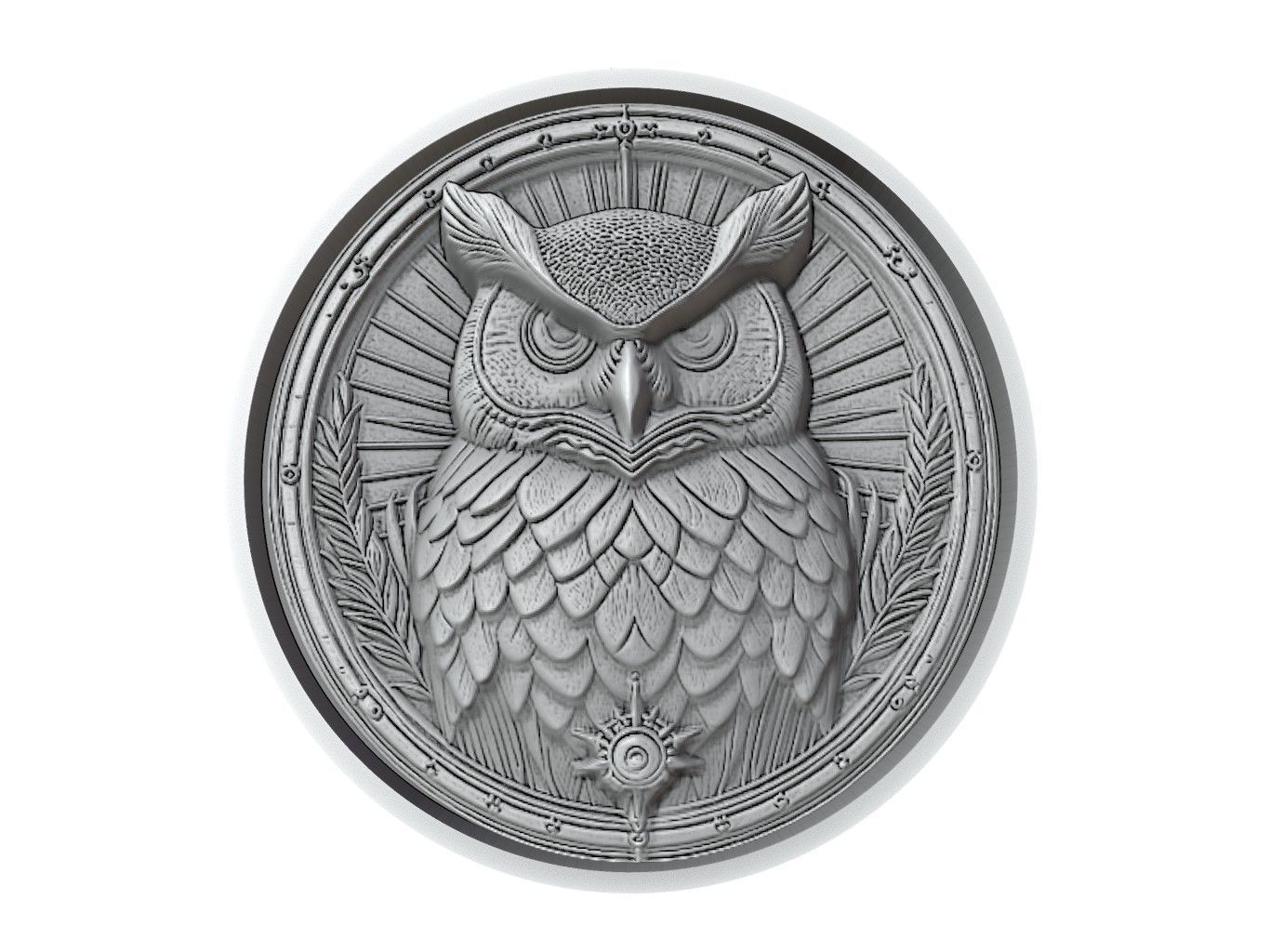 Great Horned Owl Animal Medallion 3D print model_2