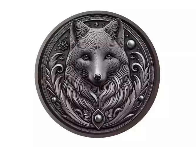 Arctic Fox Animal Medallion