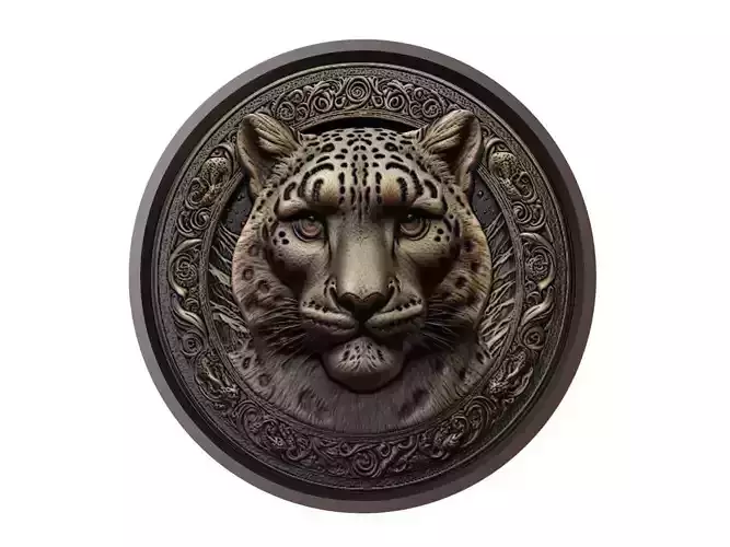 Snow Leopard Animal Medallion